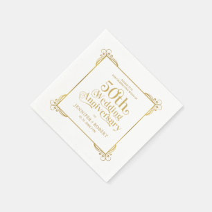 Serviette En Papier 50e anniversaire Mariage cadre de typographie or