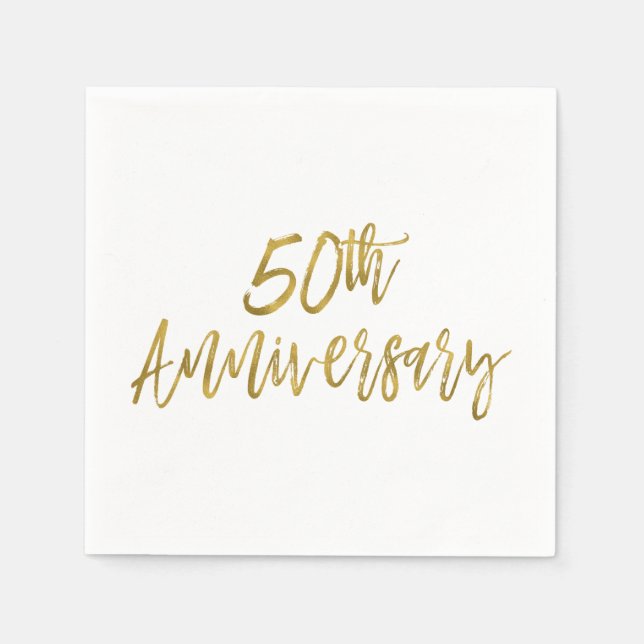 Serviette En Papier 50e anniversaire Mariage d'or serviettes (Devant)