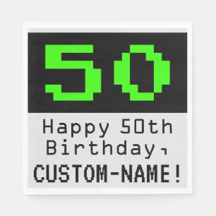 Serviette En Papier 50e anniversaire - Nerdy / Geeky Style "50" & Nom
