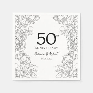 Serviette En Papier 50e anniversaire noir blanc