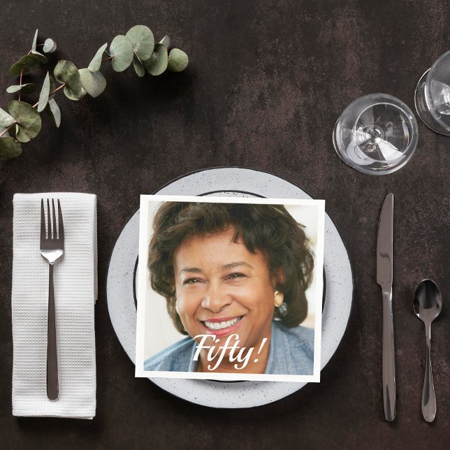 Serviette En Papier 50e anniversaire photo script femme (Créateur téléchargé)