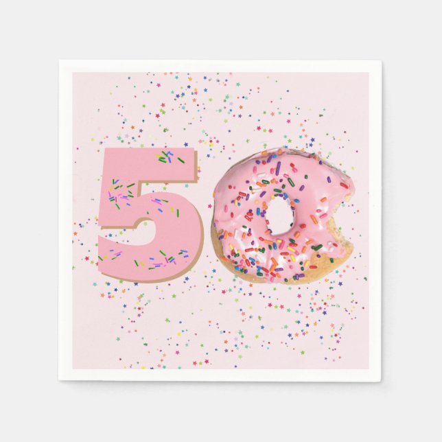 Serviette En Papier 50e anniversaire Pink Donut serviettes (Devant)