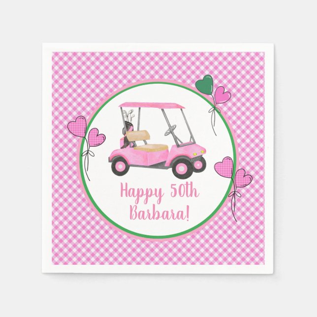 Serviette En Papier 50e anniversaire Pink Golf Theme Party (Devant)