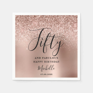Serviette En Papier 50e anniversaire Rose Parties scintillant Or Cinqu