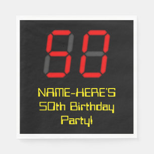 Serviette En Papier 50e anniversaire : Rouge Digital Clock Style "50"