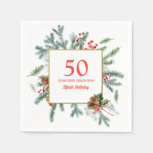 Serviette En Papier 50e anniversaire Rustic Winter Greenery