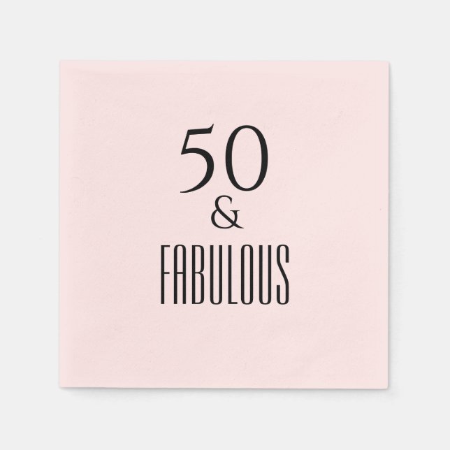 Serviette En Papier 50e anniversaire serviettes rose texte noir (Devant)