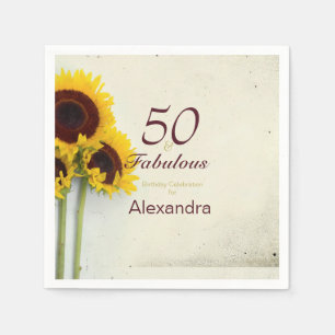 Serviette En Papier 50e anniversaire Sunflower Rustic Party
