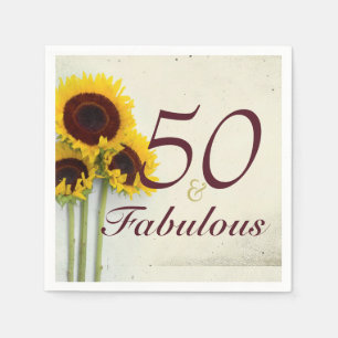 Serviette En Papier 50e anniversaire Tournesol parti rustique