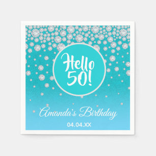 Serviette En Papier 50e anniversaire turquoise bleu parties scintillan