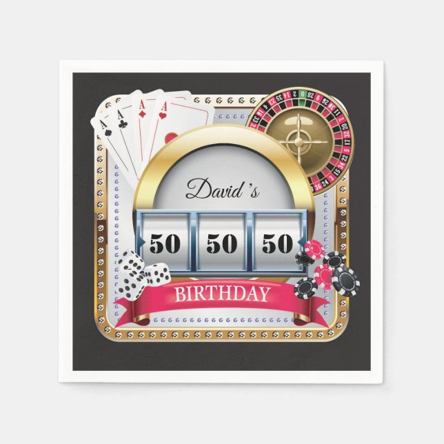 Serviette En Papier 50e Casino Poker carte de jeu Anniversaire serviet (Devant)