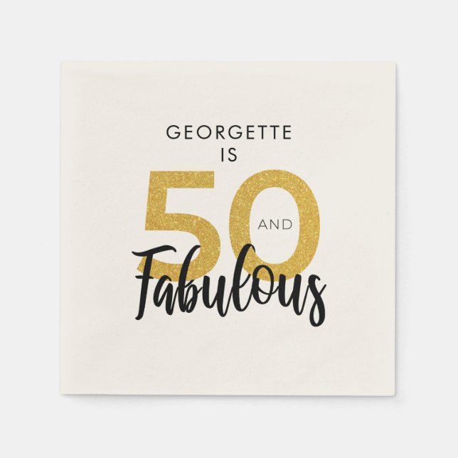 Serviette En Papier 50e fête d'anniversaire 50 et fabuleux Personnalis (Devant)