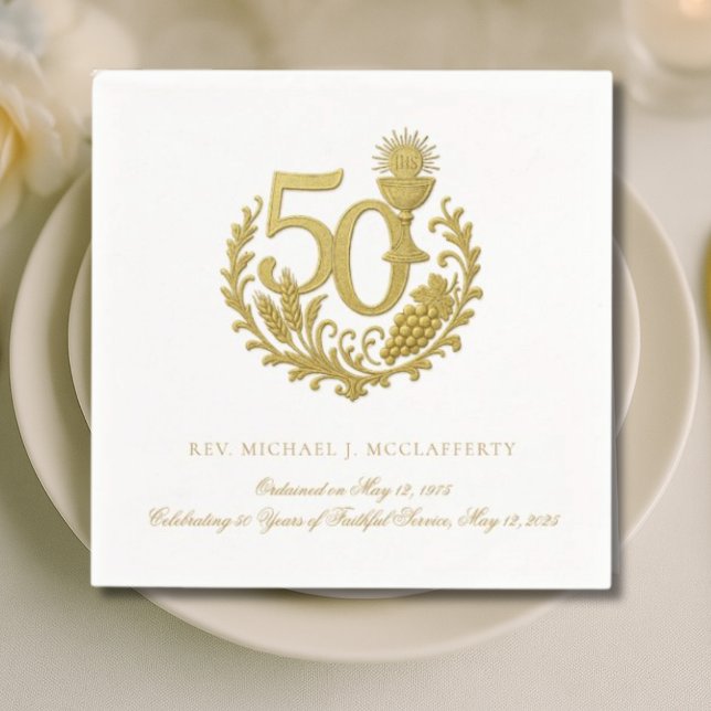 Serviette En Papier 50e Jubilé d'or de l'Ordination sacerdotale (Créateur téléchargé)