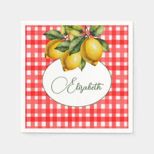 Serviette En Papier 50e Motif blanc rouge botanique italien citron