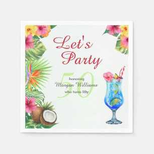Serviette En Papier 50ème Anniversaire Dîner d'été tropical & Cocktail