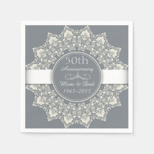 Serviette En Papier 50ème Mariage Anniversaire dentelle ronde ornement