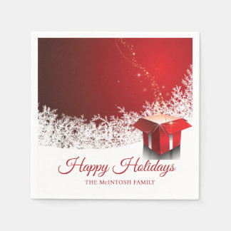 Serviette En Papier 50pcs Red White Christmas | Gift box surprise