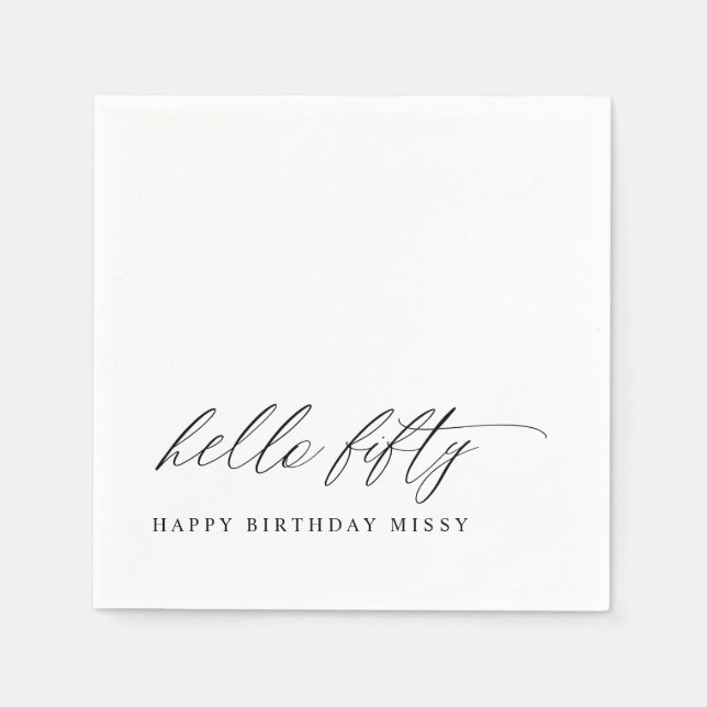Serviette En Papier 50th Birthday Party Hello 50 Modern Milestone (Devant)