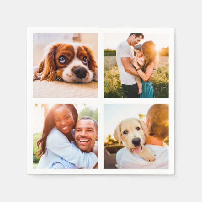 Serviette En Papier 50x Serviettes serviettes 4 Photo Collage Modèle (Devant)