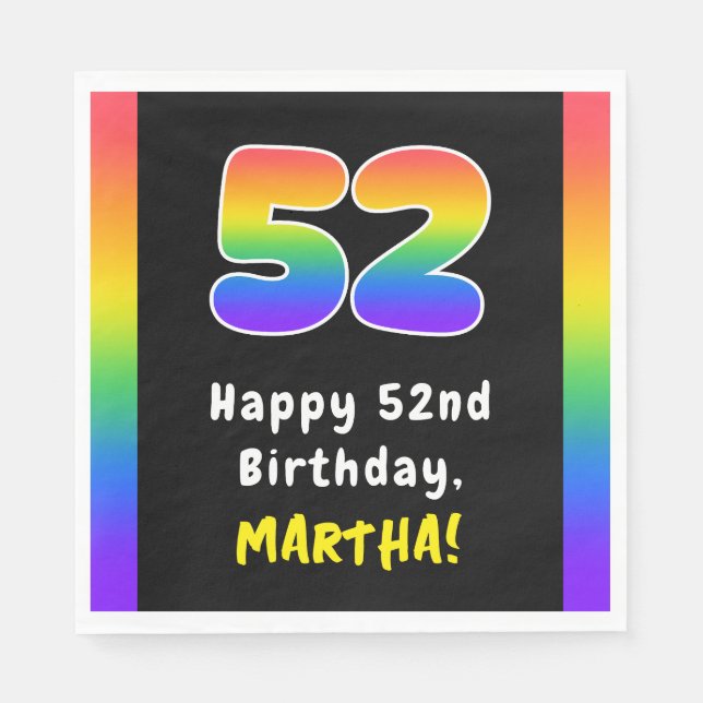 Serviette En Papier 52e anniversaire : Rainbow Spectrum # 52, Nom pers (Devant)