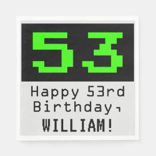 Serviette En Papier 53e anniversaire - Nerdy / Geeky Style "53" & Nom