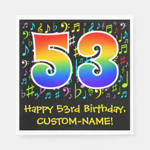Serviette En Papier 53e anniversaire - Symboles de musique colorée, Ar