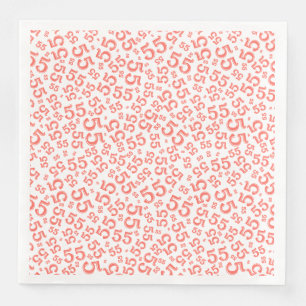 Serviette En Papier 55e âge nombre aléatoire Motif corail/blanc