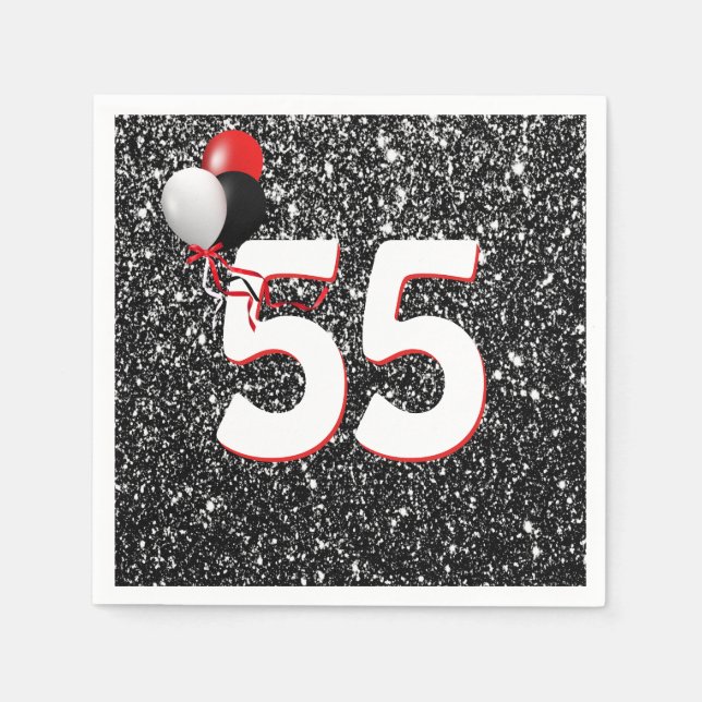 Serviette En Papier 55e anniversaire Ballons sur Parties scintillant n (Devant)