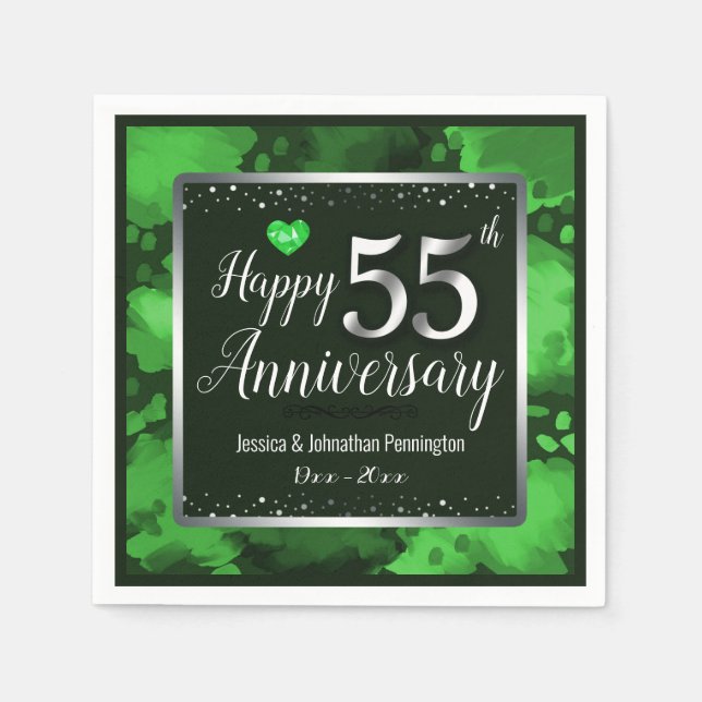 Serviette En Papier 55e anniversaire du Mariage (Devant)