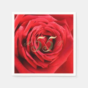Serviette En Papier 55e anniversaire du Mariage Roses rouges Coeur élé