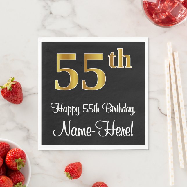 Serviette En Papier 55e anniversaire ~ Elégant Luxueux Faux Gold Look  (En situation)