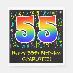 Serviette En Papier 55e anniversaire - Symboles de musique colorée, Ar