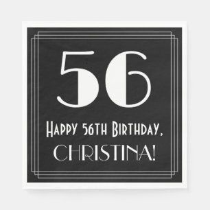 Serviette En Papier 56e anniversaire ~ Art Déco Inspiré "56", Nom