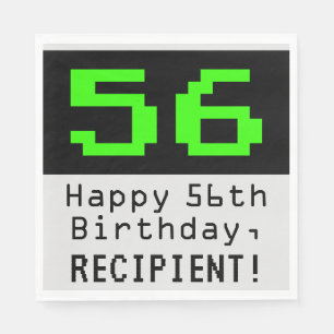 Serviette En Papier 56e anniversaire - Nerdy / Geeky Style "56" & Nom