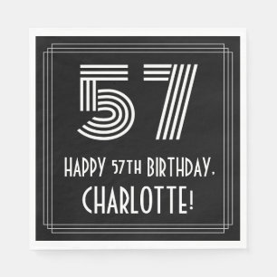 Serviette En Papier 57e anniversaire : Apparence Art Déco "57" + Nom