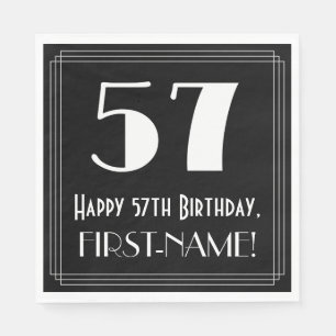 Serviette En Papier 57e anniversaire ~ Art Déco Inspiré "57", Nom