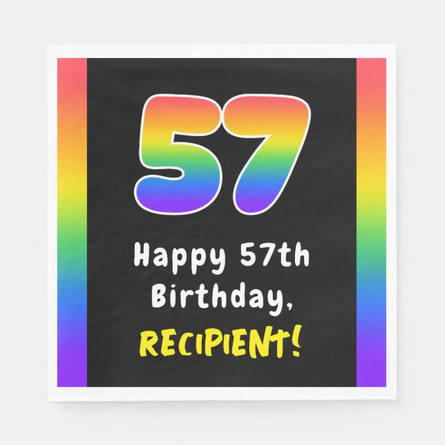 Serviette En Papier 57e anniversaire : Rainbow Spectrum # 57, Nom pers (Devant)