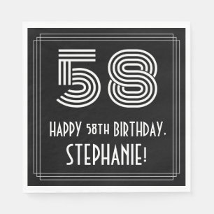 Serviette En Papier 58e anniversaire : Apparence Art Déco "58" + Nom
