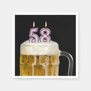 Serviette En Papier 58e Anniversaire Bière en noir