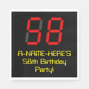 Serviette En Papier 58e anniversaire : Rouge Digital Clock Style "58"