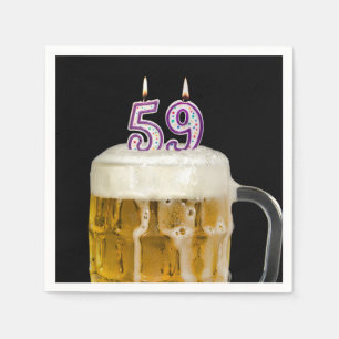 Serviette En Papier 59e Anniversaire Bière en noir
