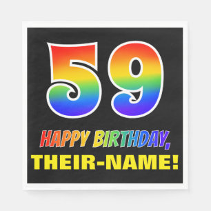 Serviette En Papier 59e anniversaire : Bold, Fun, Simple, Rainbow 59