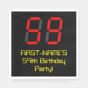 Serviette En Papier 59e anniversaire : Rouge Digital Clock Style "59" 