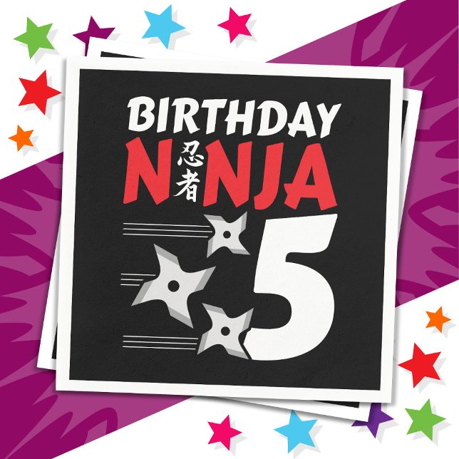 Serviette En Papier 5 Ans Ninja Party Stars Enfants 5e anniversaire (Créateur téléchargé)