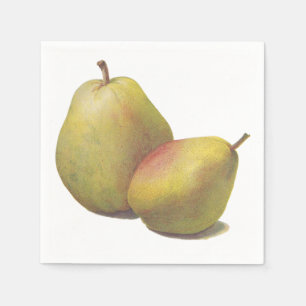Serviette En Papier 5 poires vintages illustrées