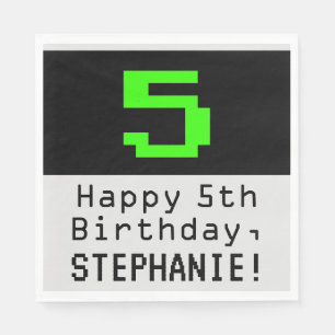Serviette En Papier 5e anniversaire - Nerdy / Geeky Style "5" & Nom