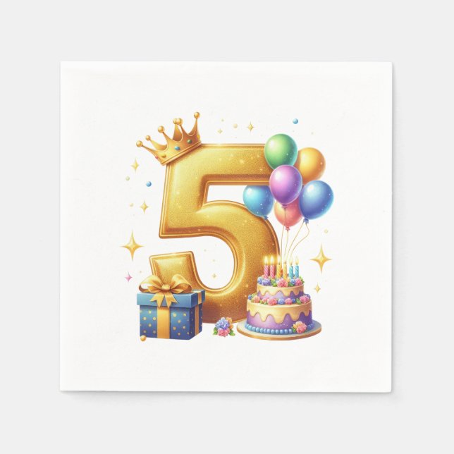 Serviette En Papier 5ème anniversaire en or (Devant)