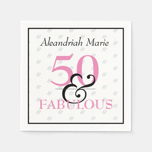 Serviette En Papier 5O et fabuleux Elegant Anniversaire Moderne (Devant)