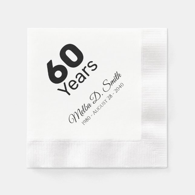 Serviette En Papier 60 Anniversaire Anniversaire (Devant)