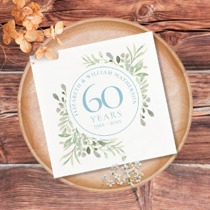 Serviette En Papier 60 ans Diamond Mariage Anniversaire de verdure